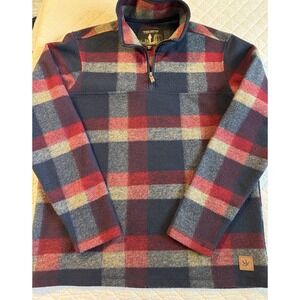 John Wayne Stock & Supply Quarter Zip Red & Blue Plaid Medium Pullover Western